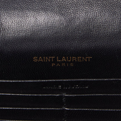 Saint Laurent Velvet Crystal Embellished Monogram Kate Chain Wallet Black 7 of 9