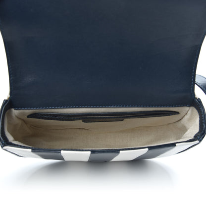 Mansur Gavriel Lambskin Stripe Flap Crossbody Bag Navy White 5 of 10