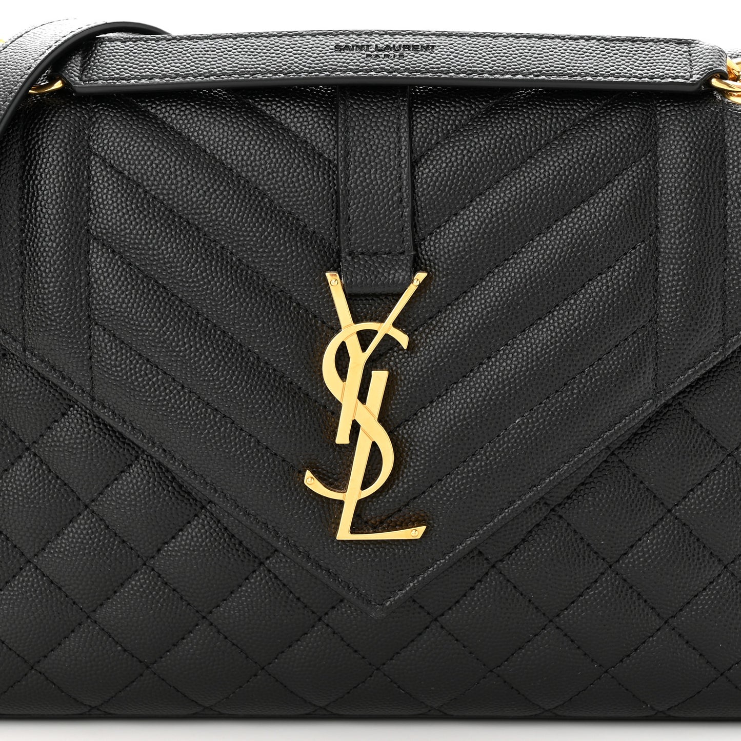 Grain De Poudre Textured Mixed Matelasse Triquilt Medium Monogram Satchel Black