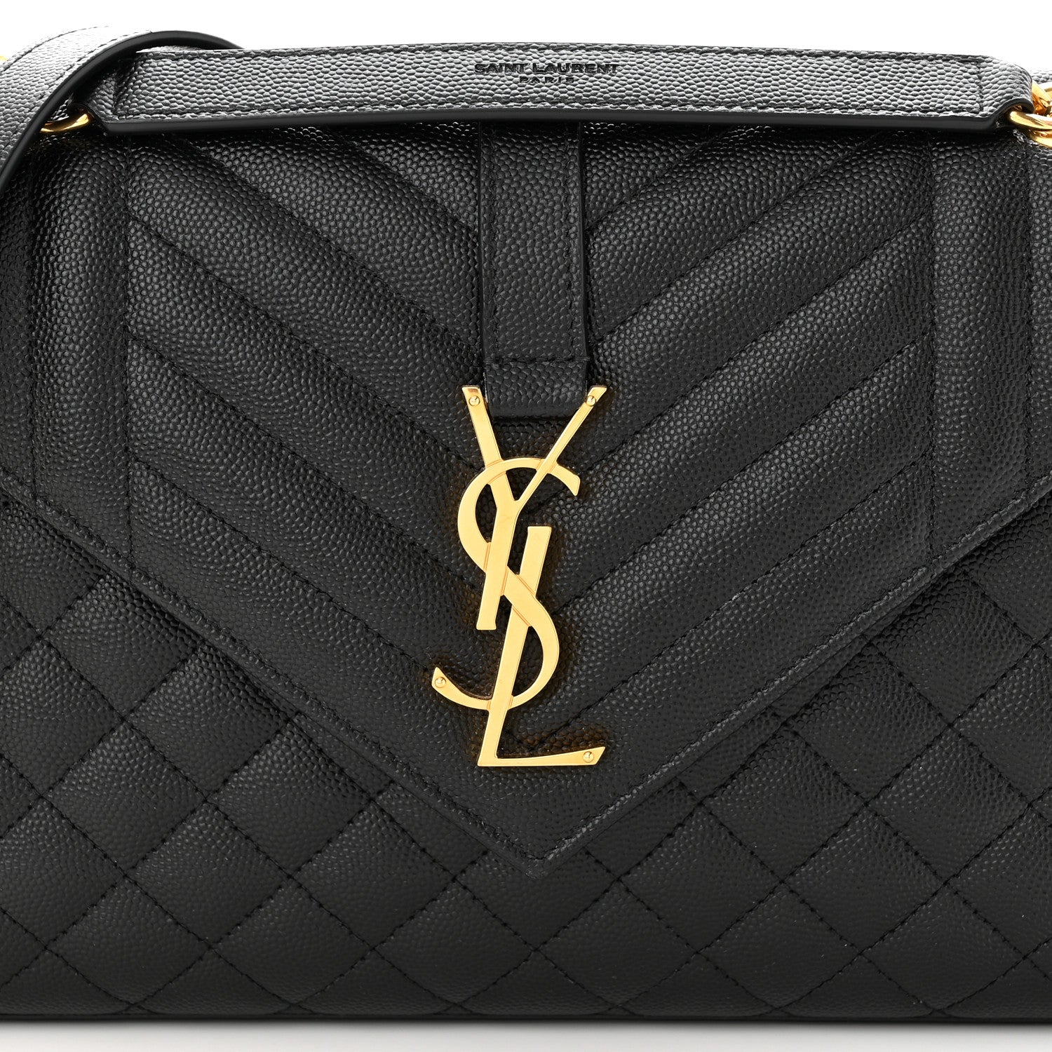 Saint Laurent Grain De Poudre Textured Mixed Matelasse Triquilt Medium Monogram Satchel Black 8 of 10