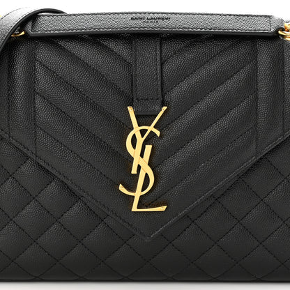 Saint Laurent Grain De Poudre Textured Mixed Matelasse Triquilt Medium Monogram Satchel Black 8 of 10
