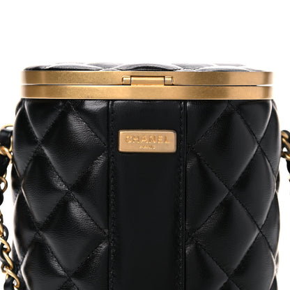 Chanel Lambskin Quilted Crown Box Bag Black 10 of 13