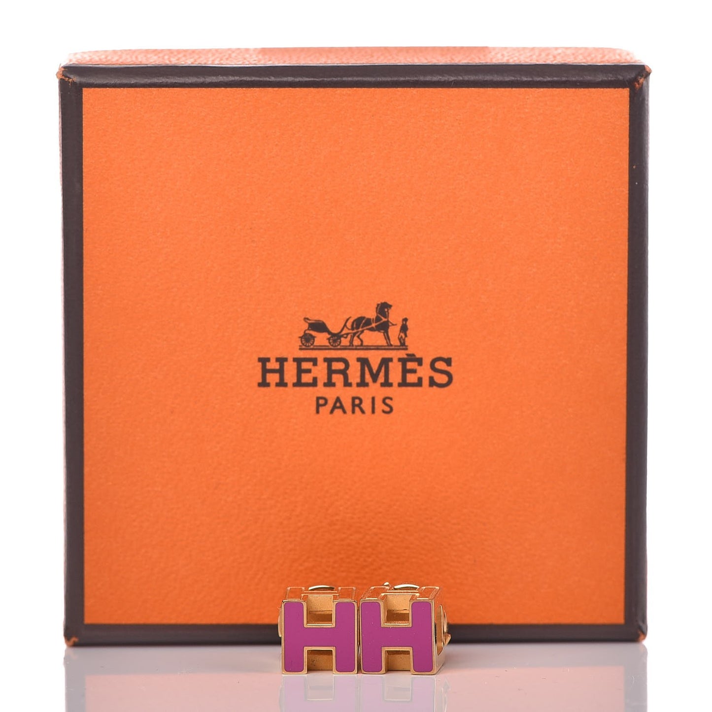 Gold Lacquered Cage d'H Earrings Rose Indien
