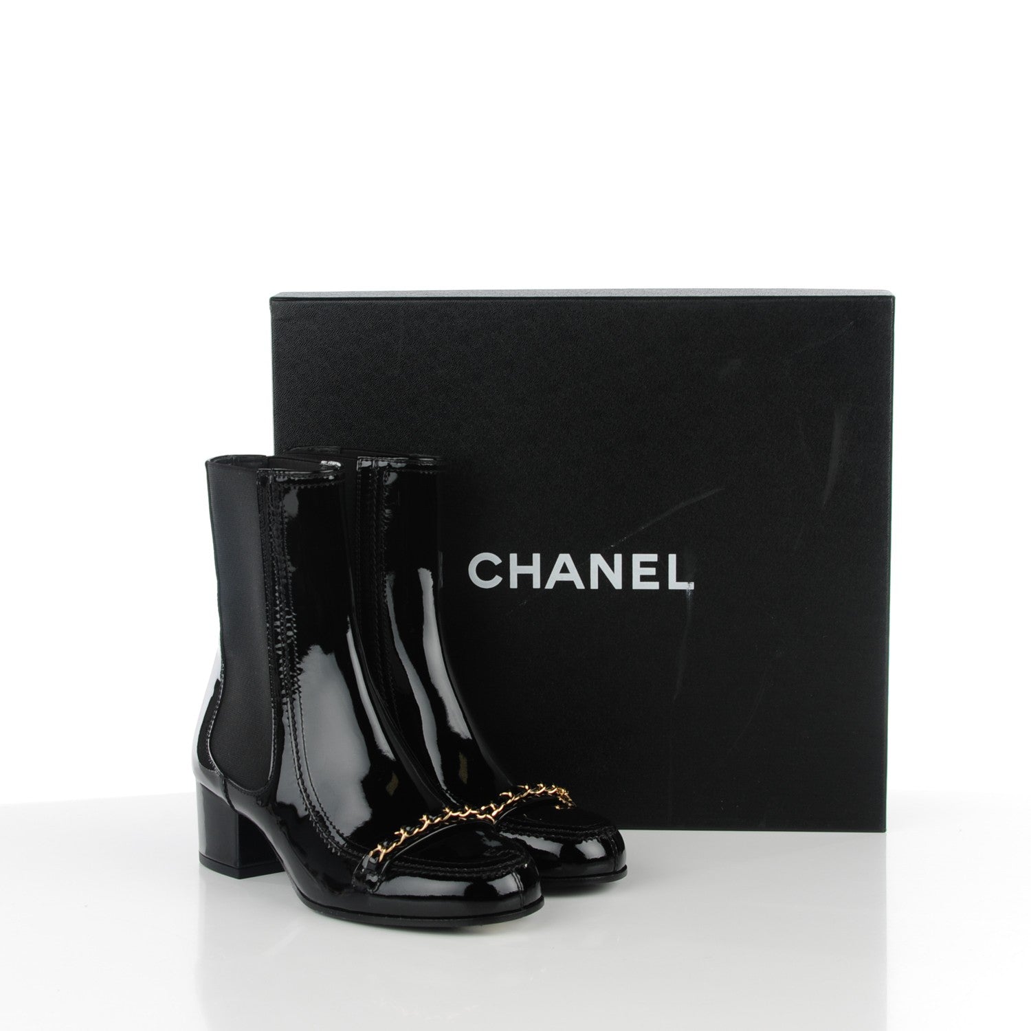 Chanel Patent Calfskin CC Boots 35.5 Black 8 of 8