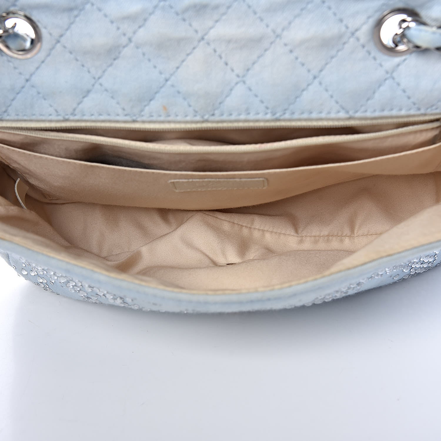 Chanel Denim Quilted Swarovski Crystal Flap Blue 6 of 22
