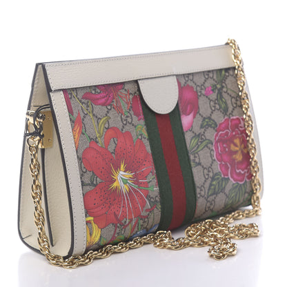 Gucci GG Supreme Monogram Flora Web Small Ophidia Chain Shoulder Bag White 3 of 10