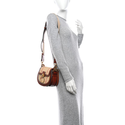 Chloe Calfskin Raffia Embroidered Small Tess Bag Sepia Brown 2 of 11