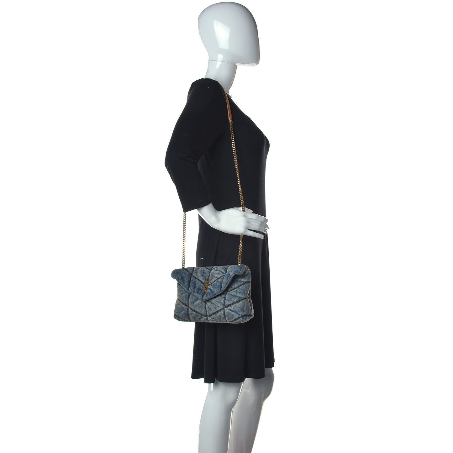 Denim Quilted Toy Loulou Puffer Monogram Chain Satchel Rodeo Blue