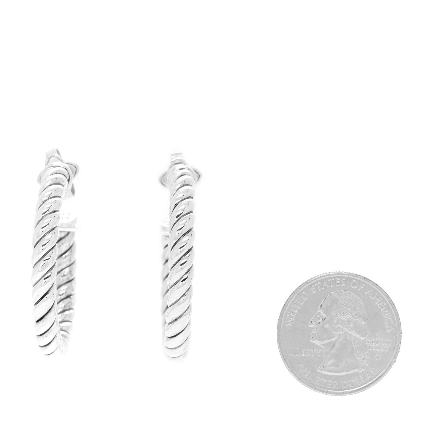 Sterling Silver Small Sculpted Cable Hoop Earrings