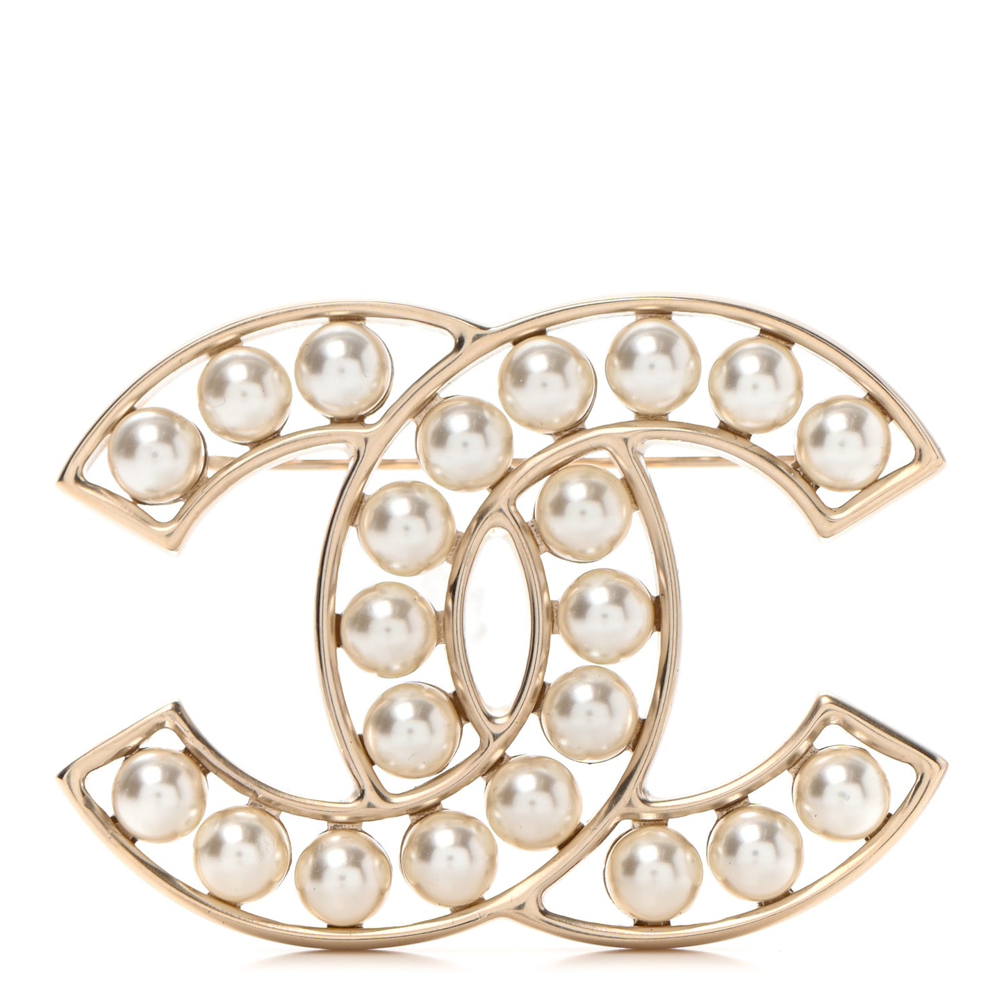 Pearl CC Brooch Light Gold
