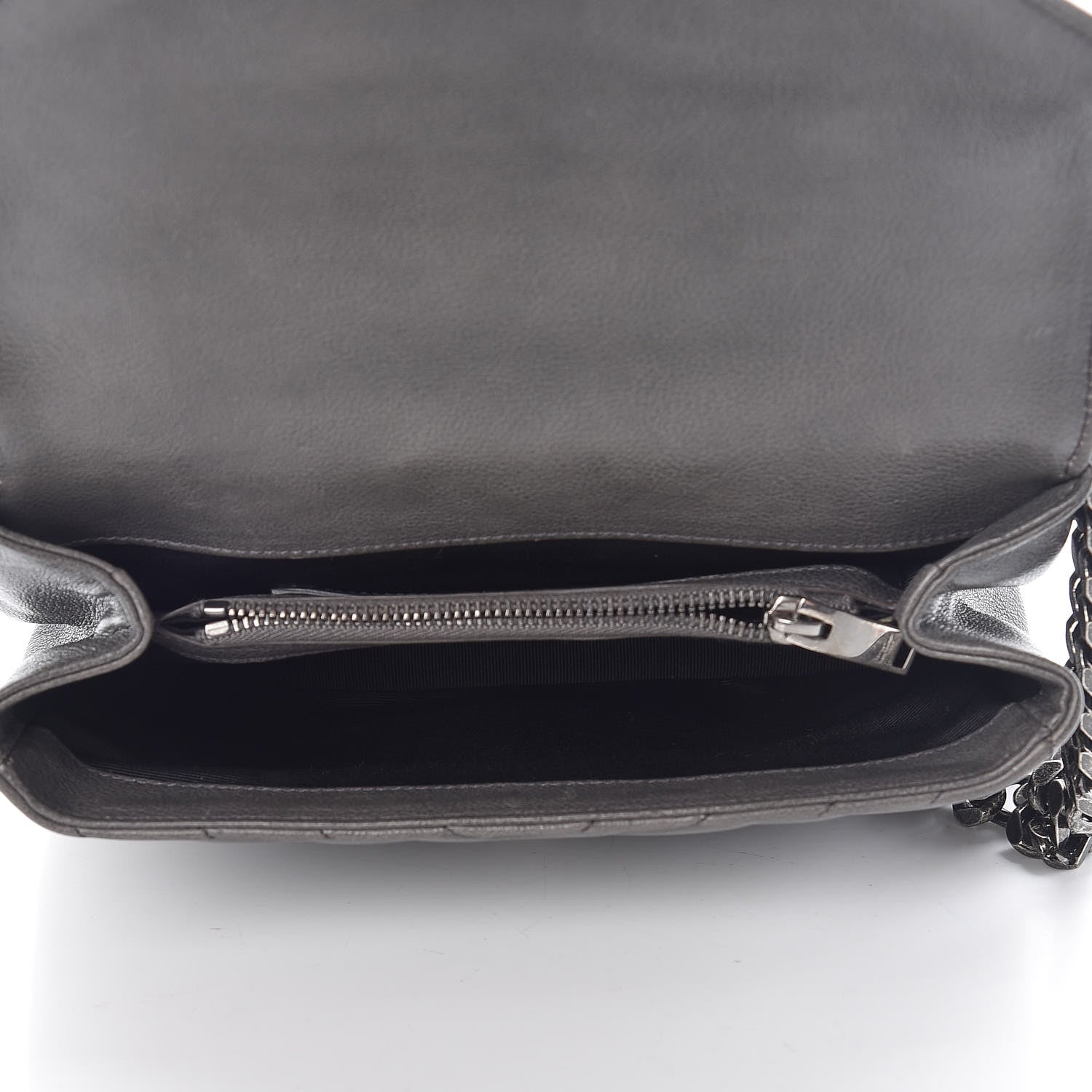 Saint Laurent Sheepskin Matelasse Chevron Monogram Medium College Bag Light Coal 5 of 13