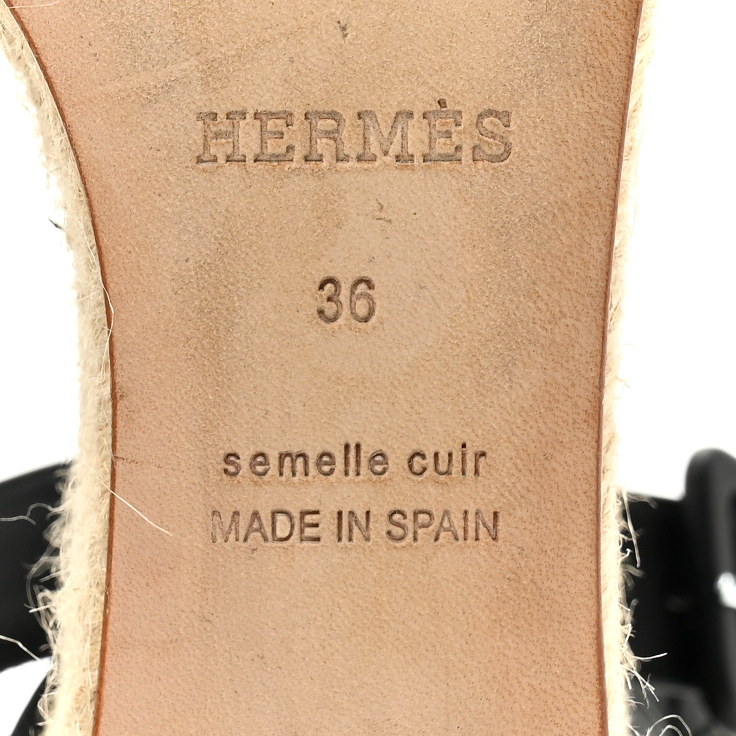 Hermes Calfskin Elda Espadrille Wedge Sandals 36 Black 8 of 10