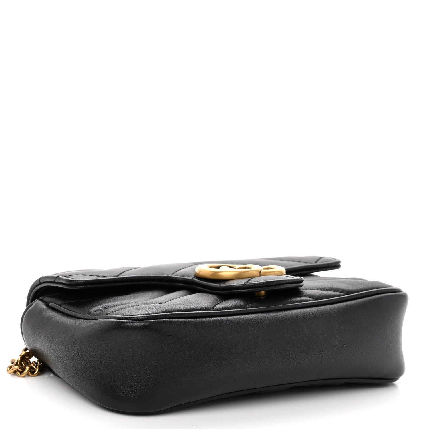 Gucci Calfskin Matelasse Super Mini GG Marmont Shoulder Bag Black 4 of 11