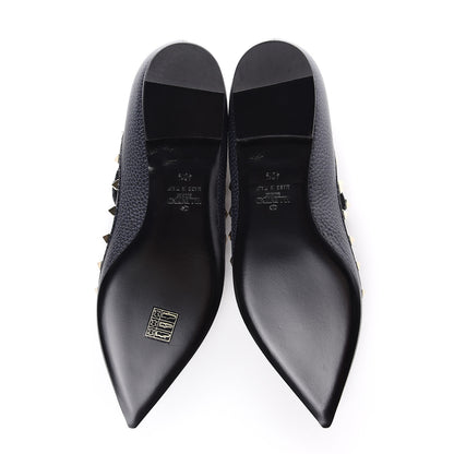 Valentino Garavani Pebbled Calfskin Rockstud Cage Ballerina Flats 40.5 Deep Denim 5 of 8