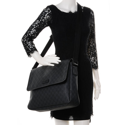 Gucci GG Plus Monogram Medium Flap Messenger Bag Black 2 of 7