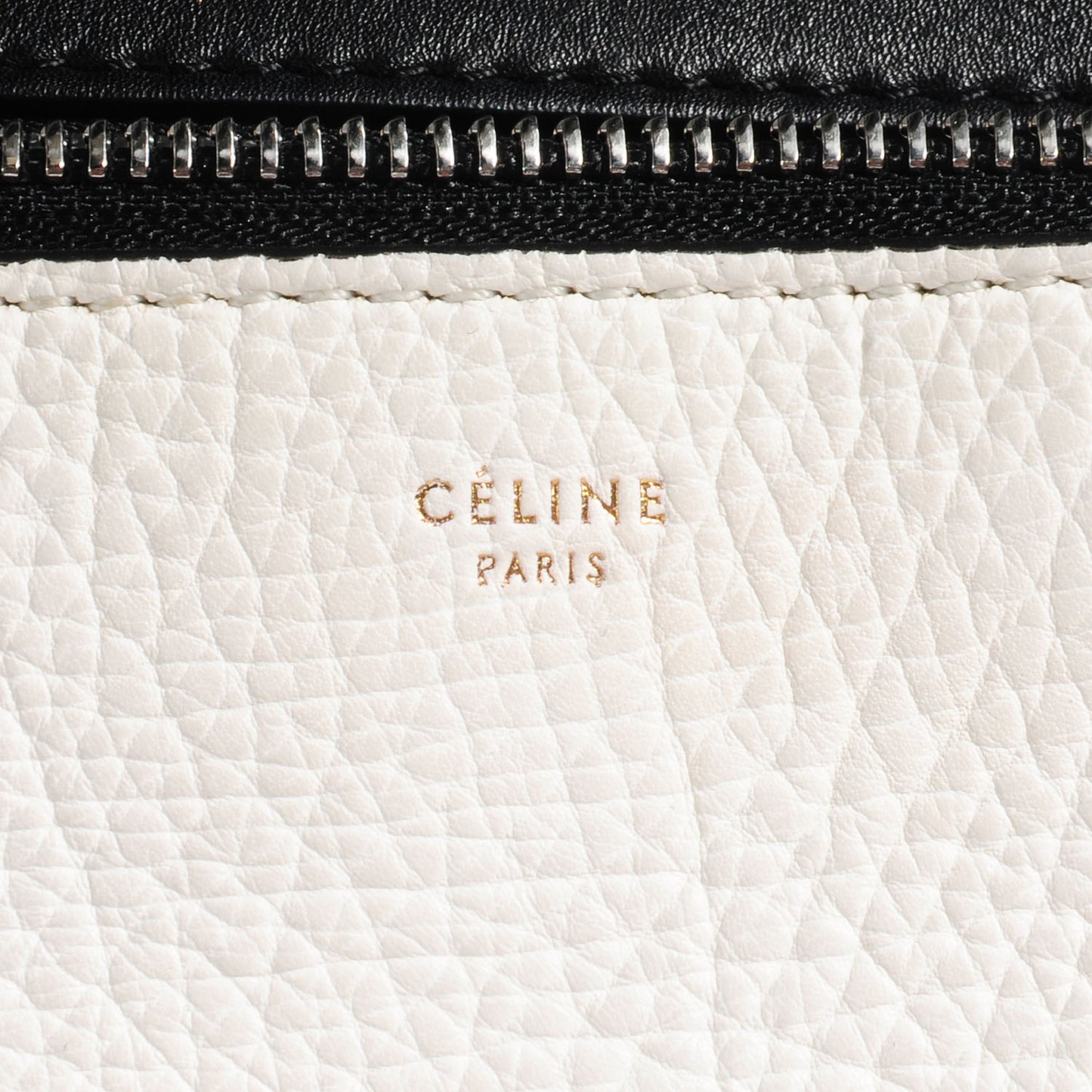 Textured Calfskin Medium Bi-Color Edge Shoulder Bag Black White