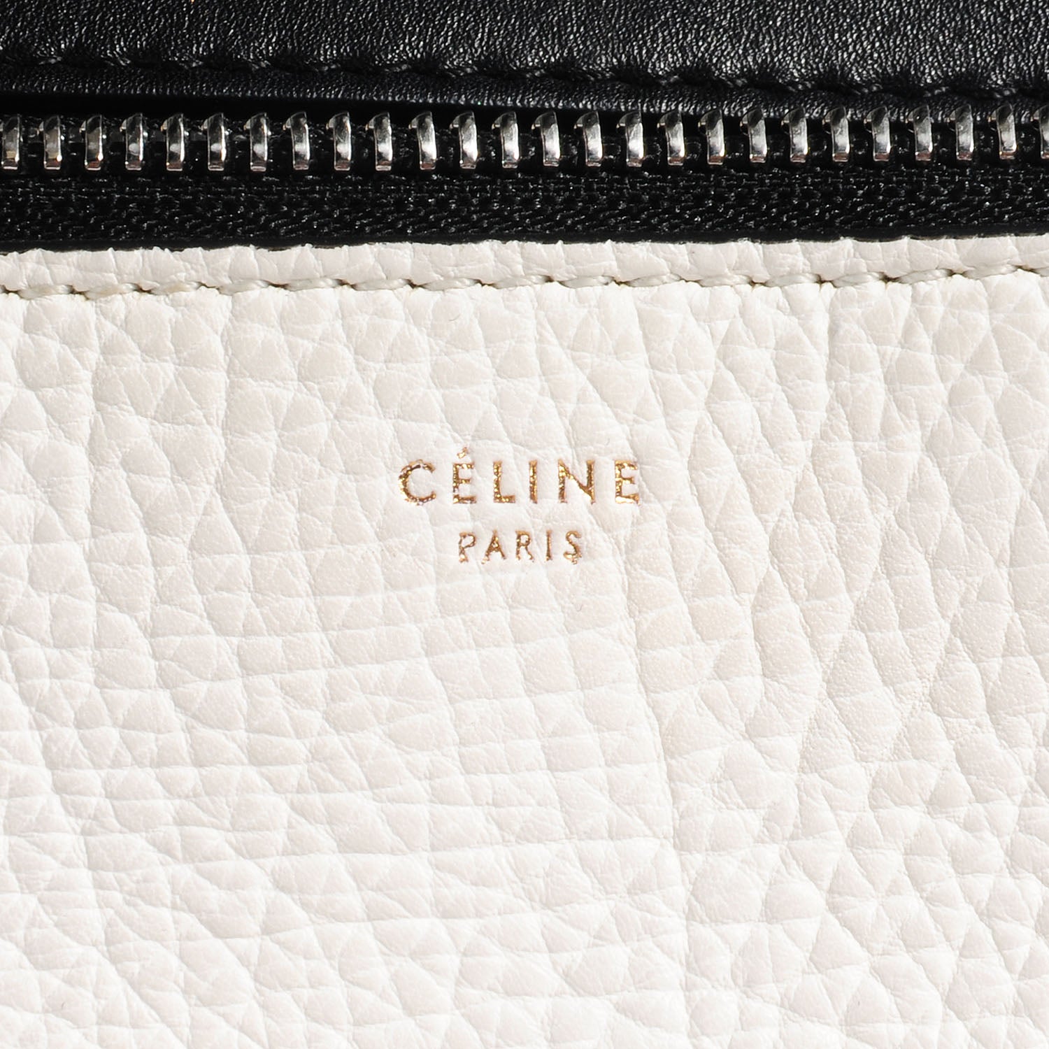 Celine Textured Calfskin Medium Bi-Color Edge Shoulder Bag Black White 6 of 9