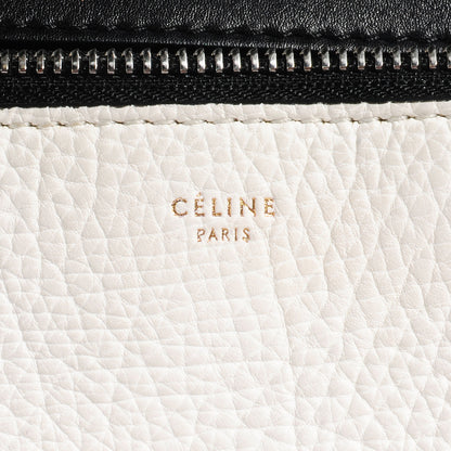Celine Textured Calfskin Medium Bi-Color Edge Shoulder Bag Black White 6 of 9