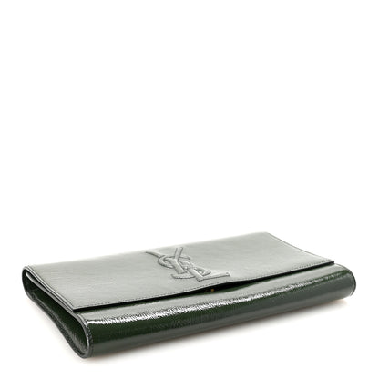 Saint Laurent Distressed Patent Small Belle De Jour Clutch Tartan Green 4 of 6
