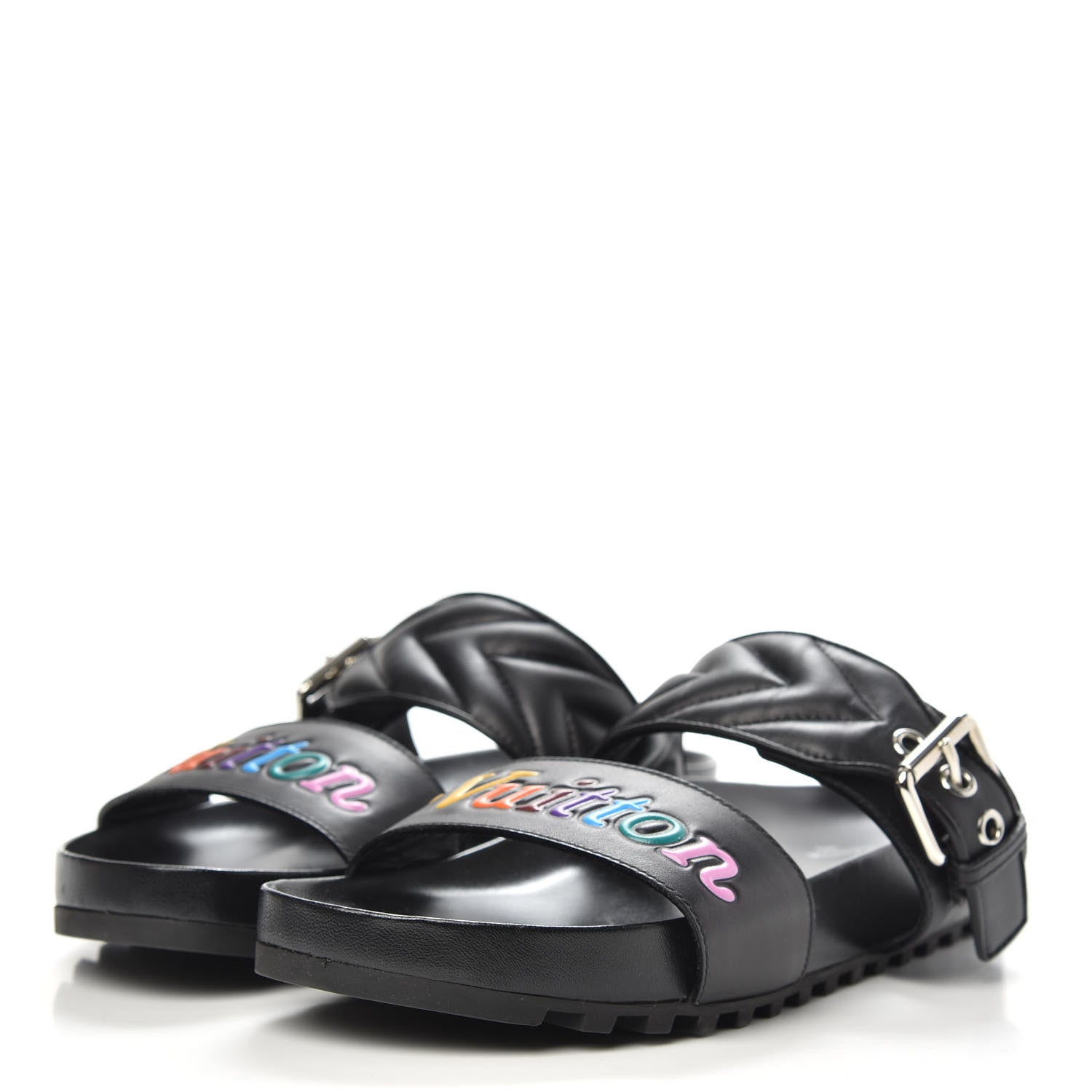 Louis Vuitton Calfskin New Wave Bom Dia Mule Sandals 37 Black 3 of 9