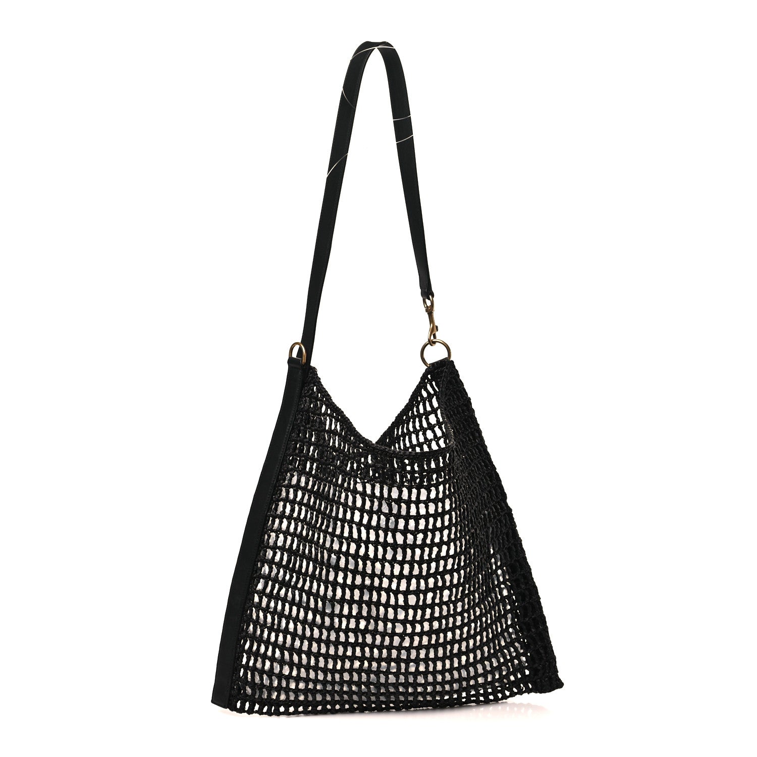 Saint Laurent Raffia Calfskin Oxalis Shoulder Bag Black 3 of 10