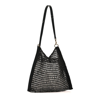 Saint Laurent Raffia Calfskin Oxalis Shoulder Bag Black 3 of 10