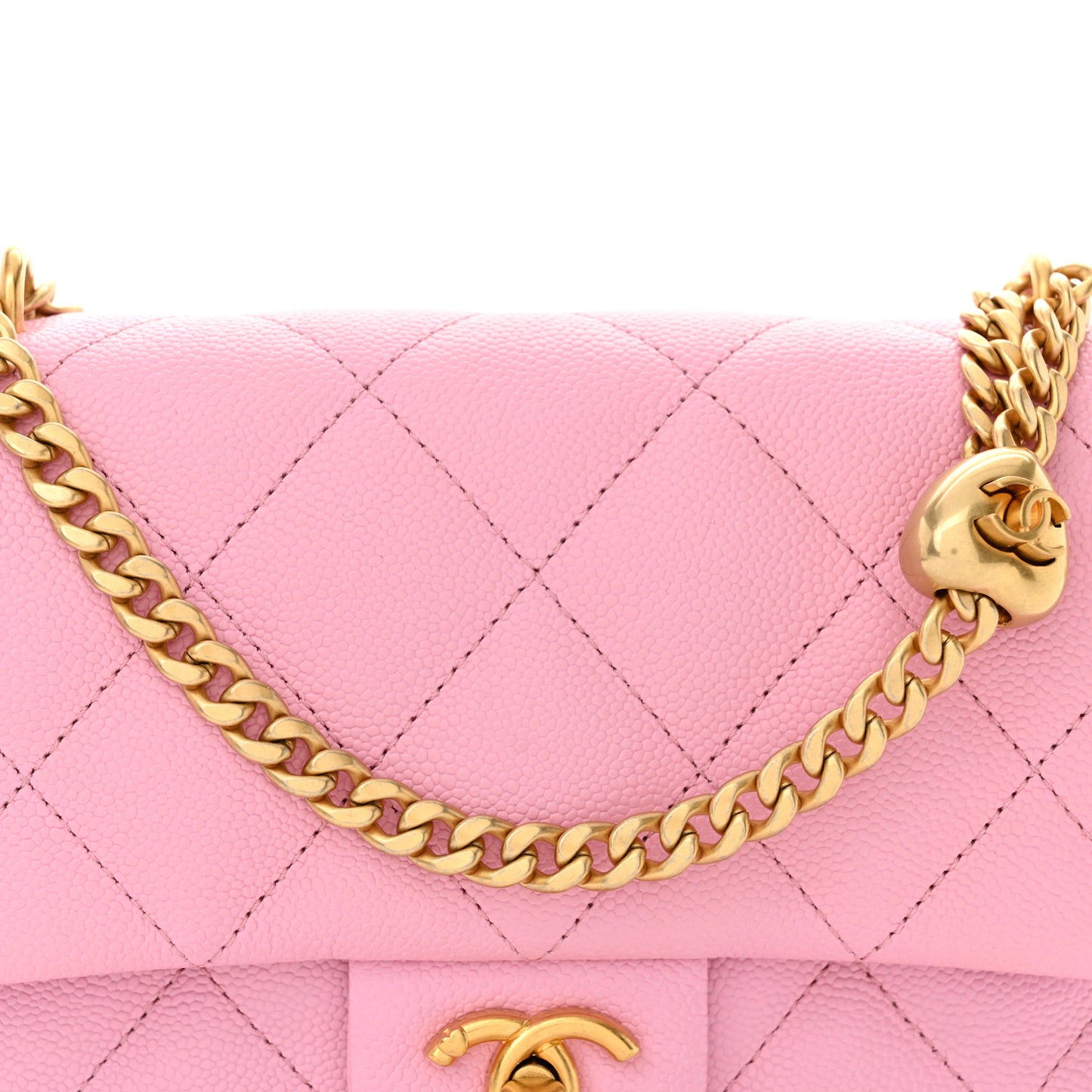 Caviar Quilted Mini Sweetheart Flap Lilac