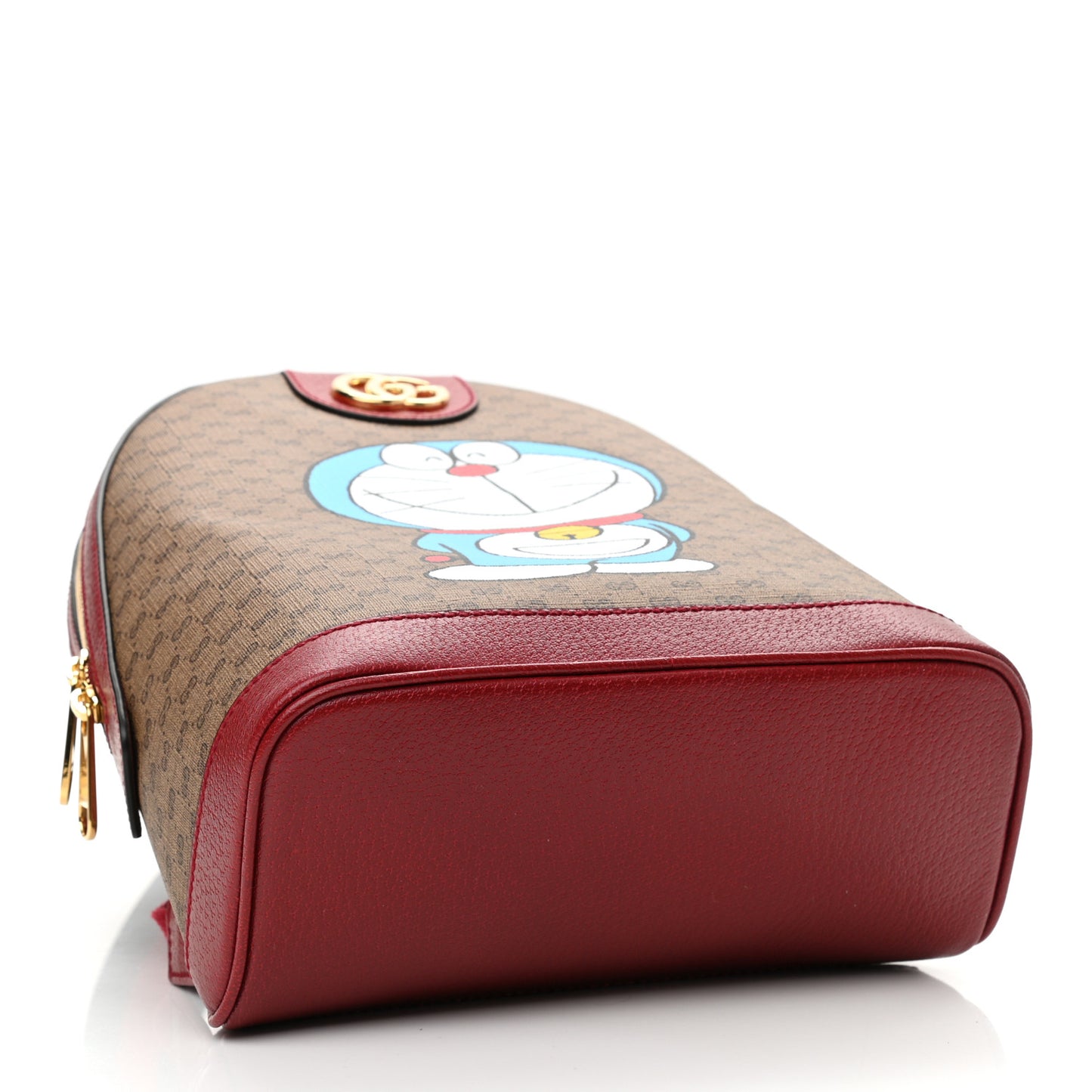 X DORAEMON Mini Vintage GG Supreme Monogram Small Dome Backpack Beige Cherry Red