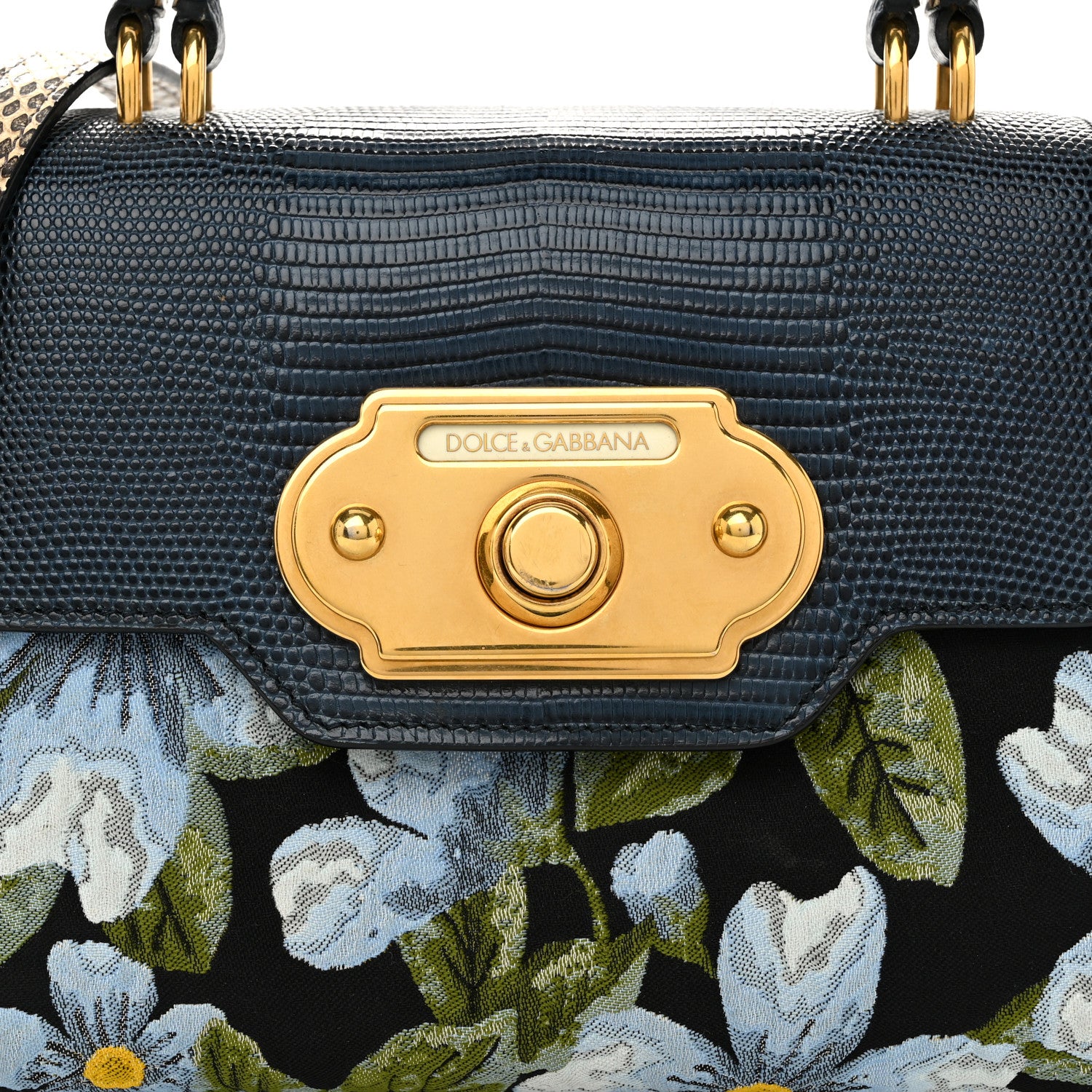 Dolce & Gabbana Lizard Embossed Floral Printed Welcome Satchel Multicolor 7 of 9