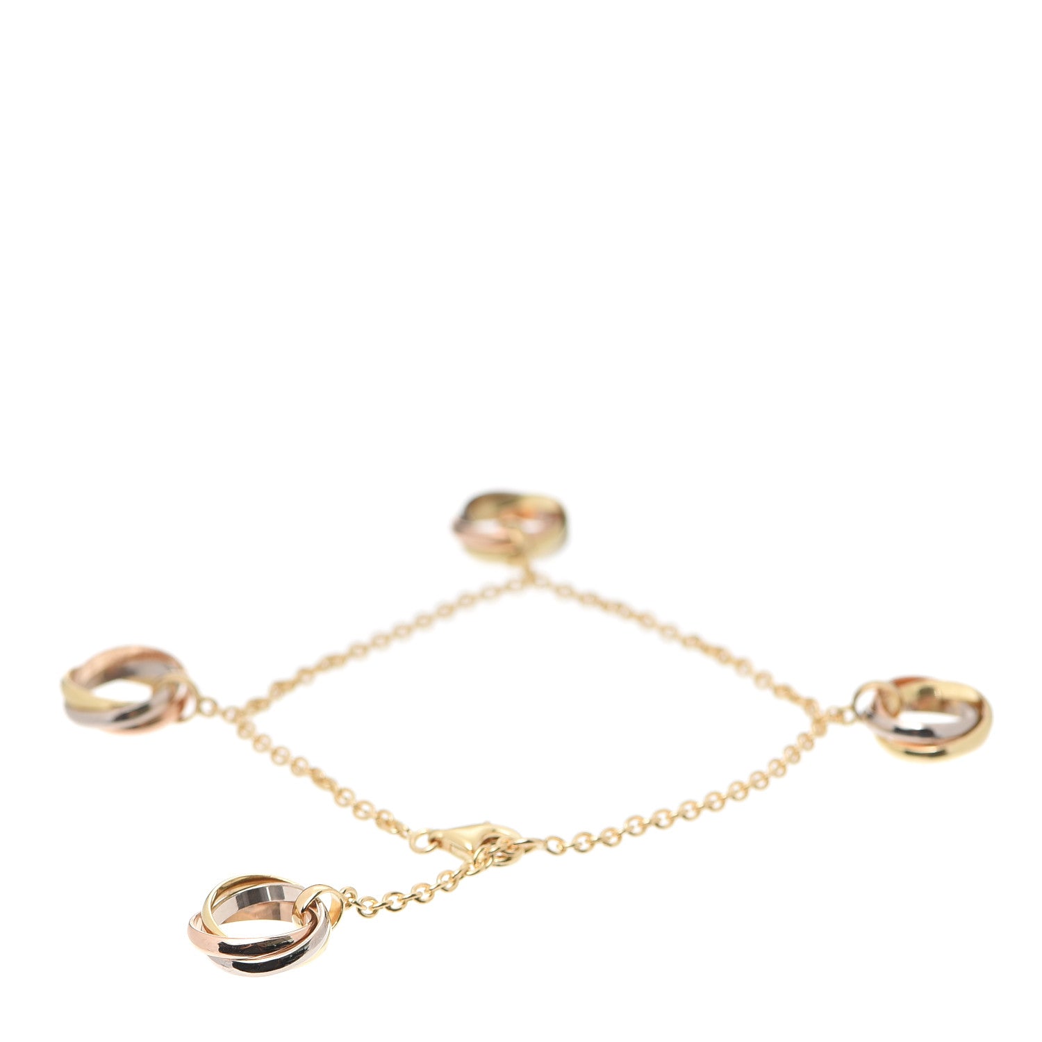 Cartier 18K Pink Yellow White Gold Trinity Charm Bracelet 3 of 6