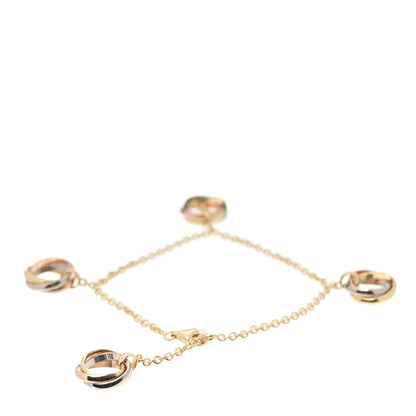 Cartier 18K Pink Yellow White Gold Trinity Charm Bracelet 3 of 6