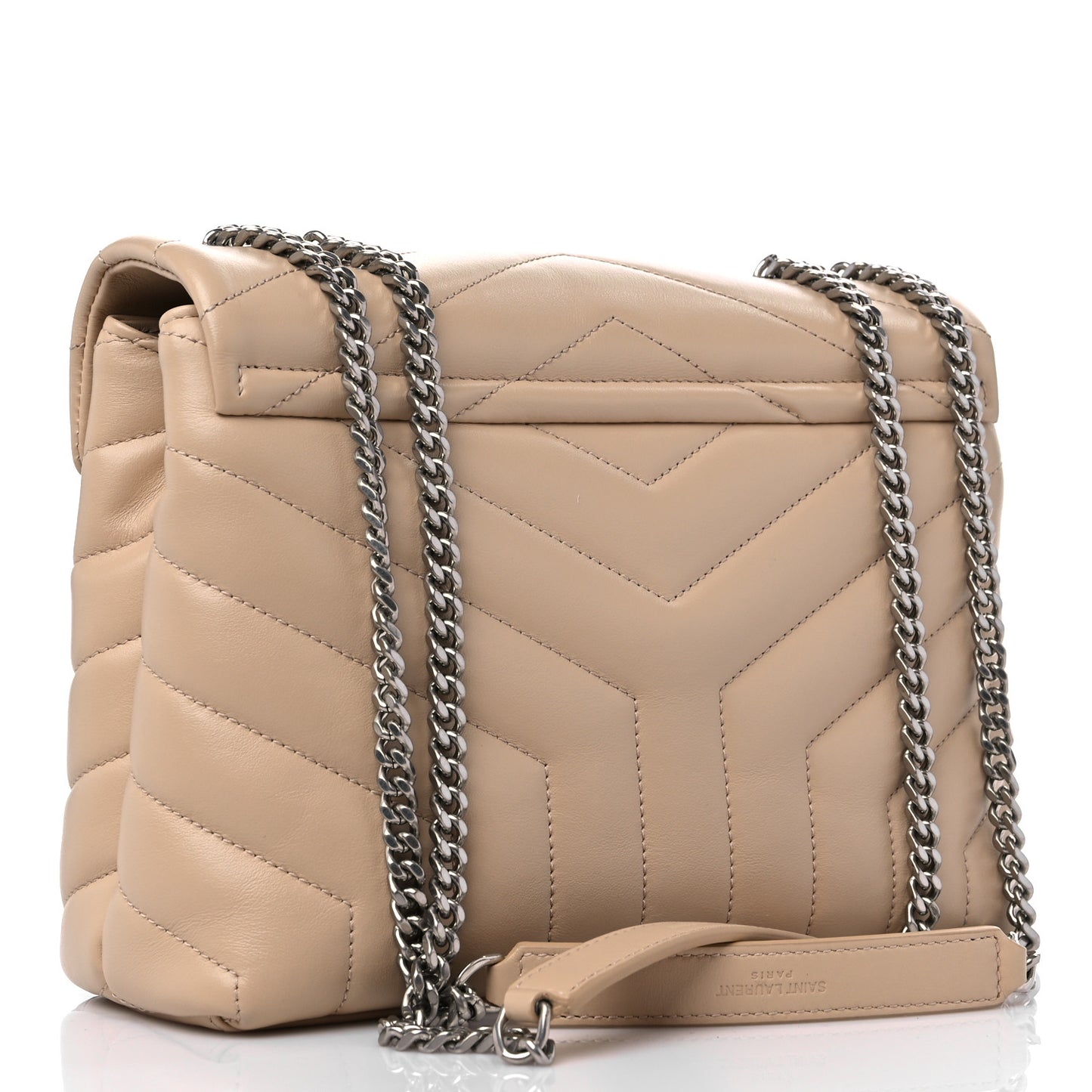 Calfskin Y Quilted Monogram Small Loulou Chain Satchel Dark Beige