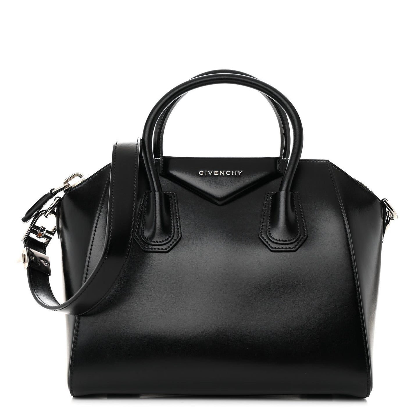 Shiny Lord Calfskin Small Antigona Black