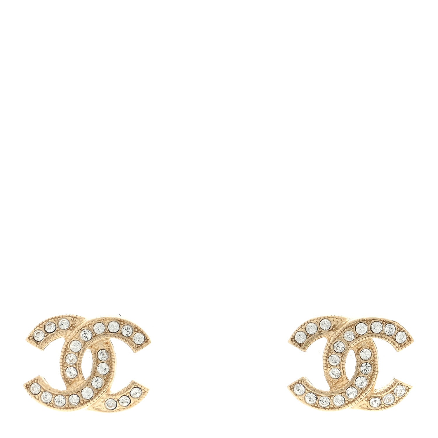 Chanel Crystal CC Earrings Gold 1 of 4