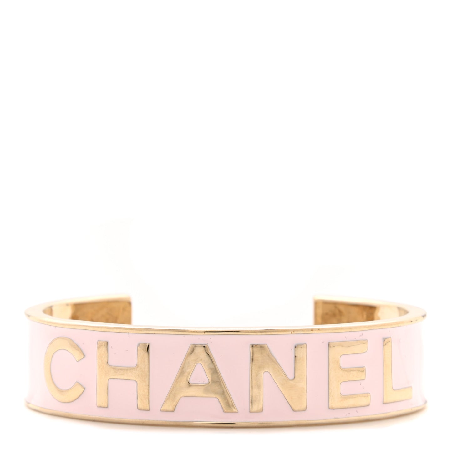 Metal Enamel Chanel Logo Cuff Bracelet M Pink