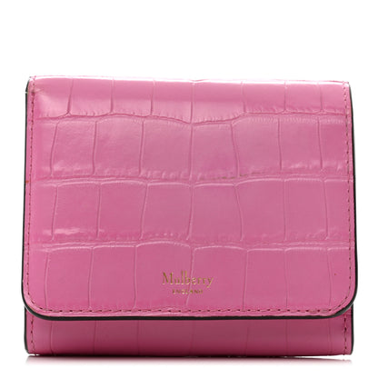 Mulberry Crocodile Embossed Calfskin Small French Continental Wallet Raspberry Pink 1 of 9