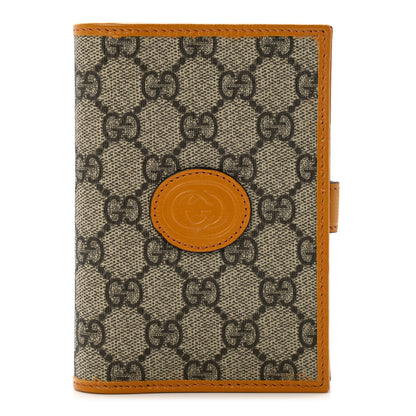 Gucci GG Supreme Monogram Textured Calfskin Retro Interlocking G Passport Case Beige Yellow 1 of 7