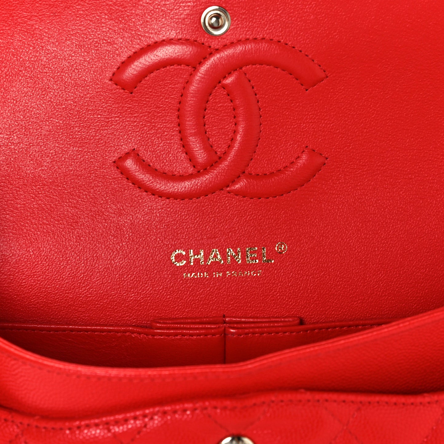 Caviar Quilted Medium Double Flap Red