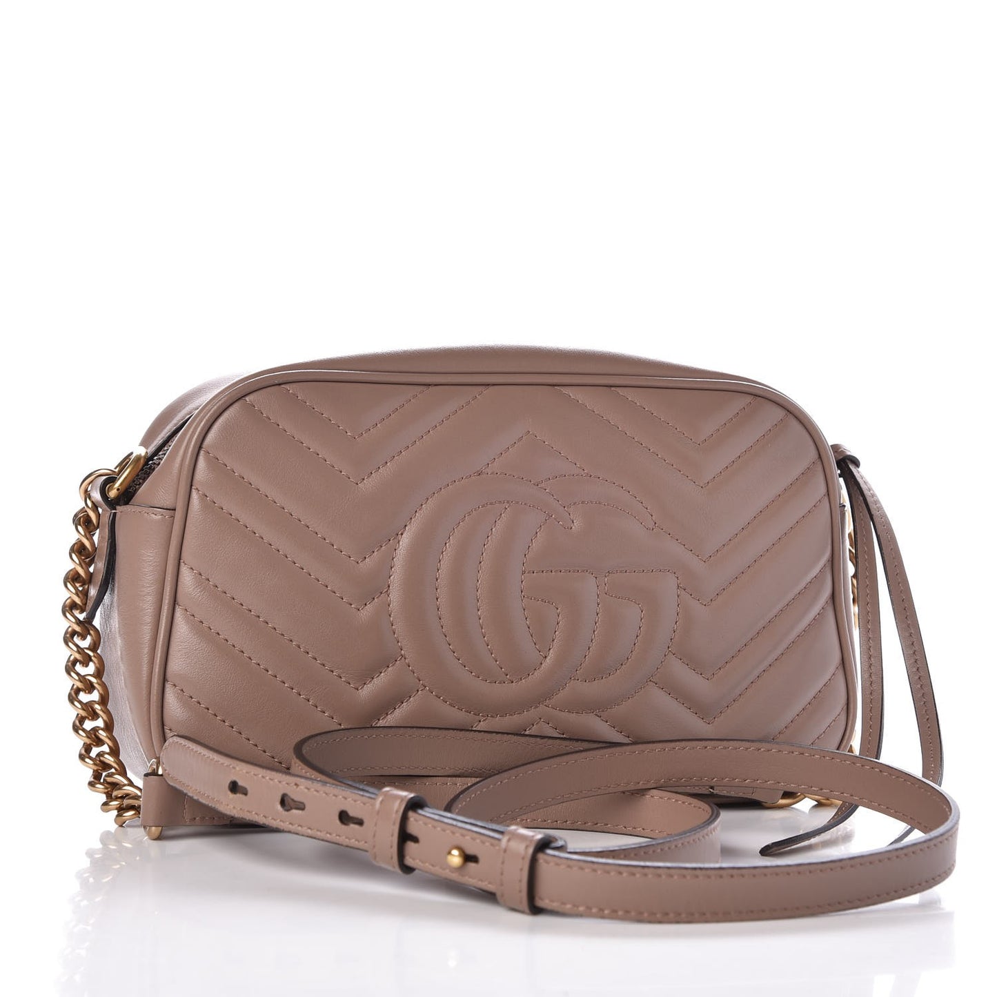 Calfskin Matelasse Small GG Marmont Chain Shoulder Bag Porcelain Rose