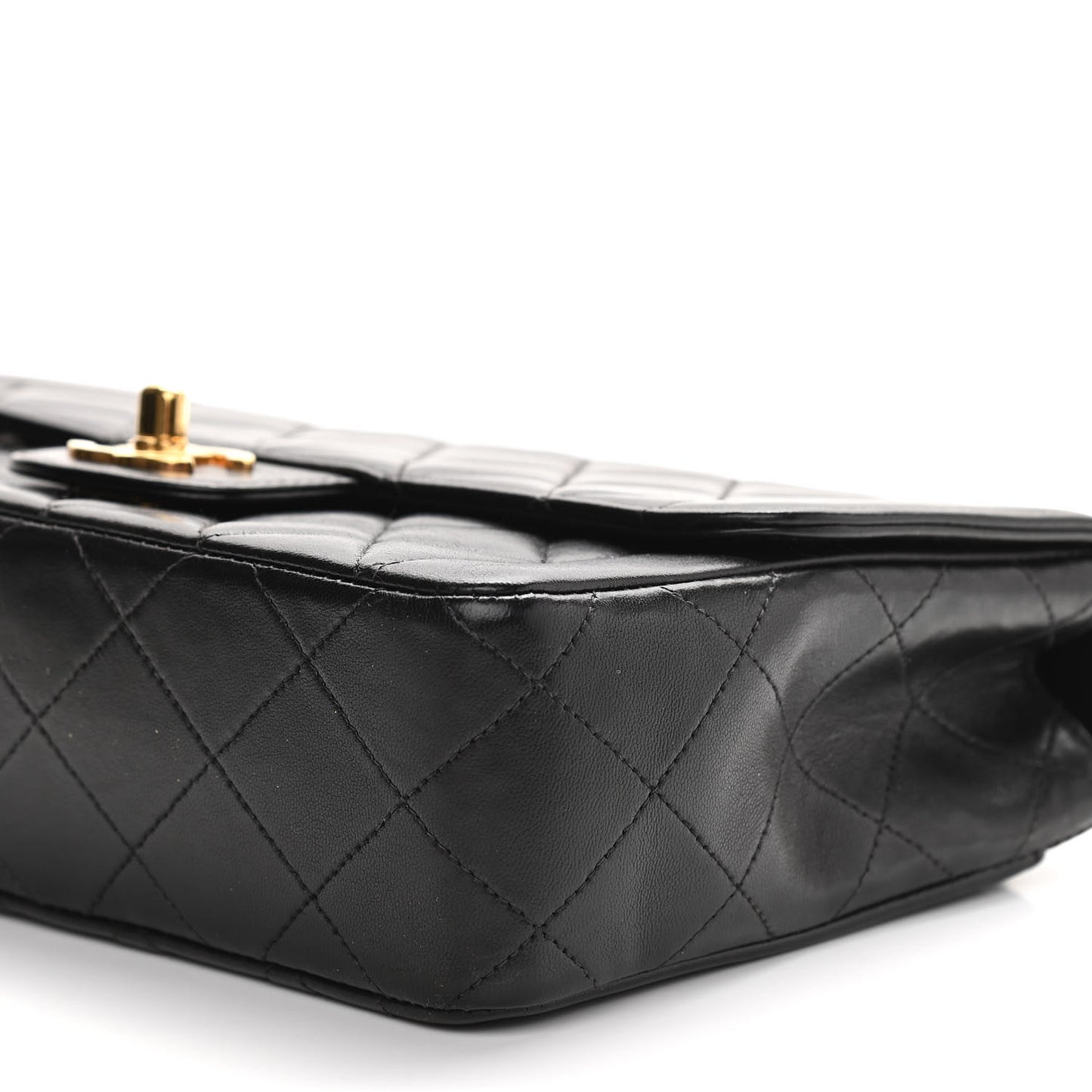 Lambskin Quilted Small Single Flap Black