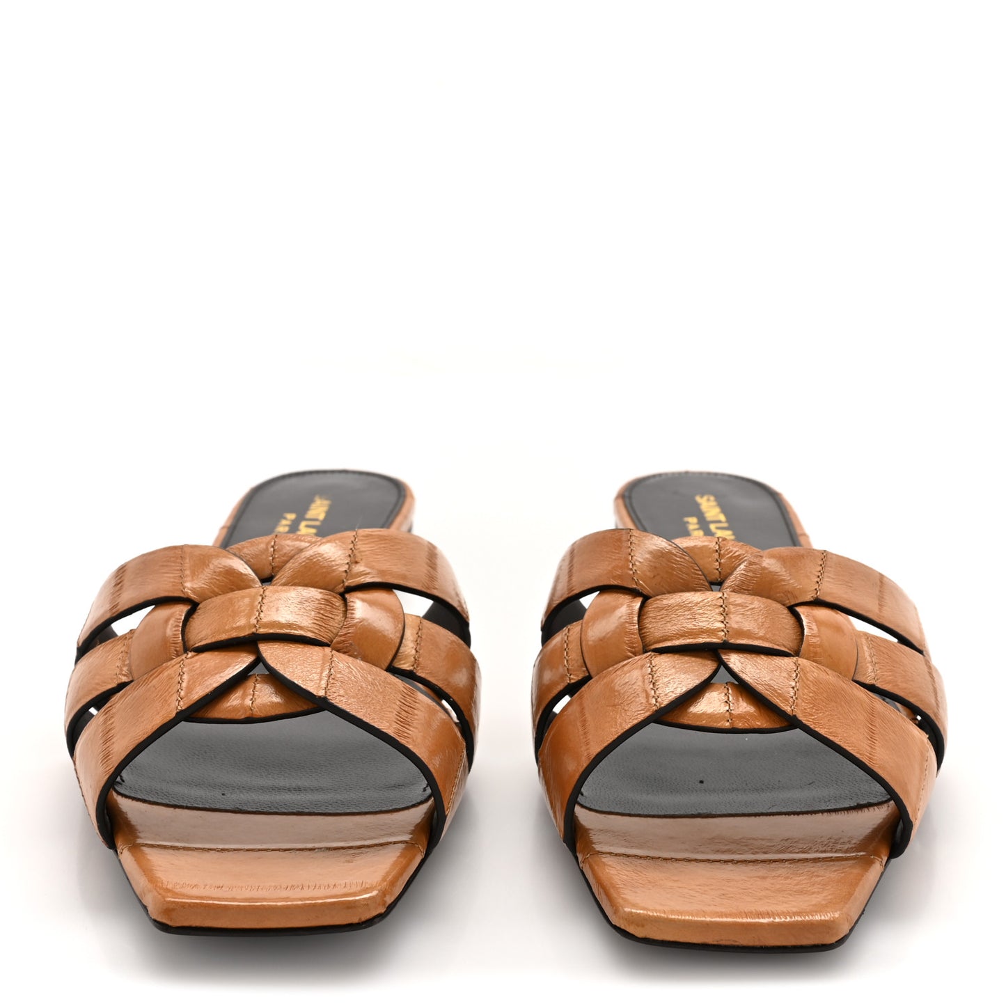 Calfskin Crocodile Embossed Tribute 05 Slide Sandals  36 Brave Beige