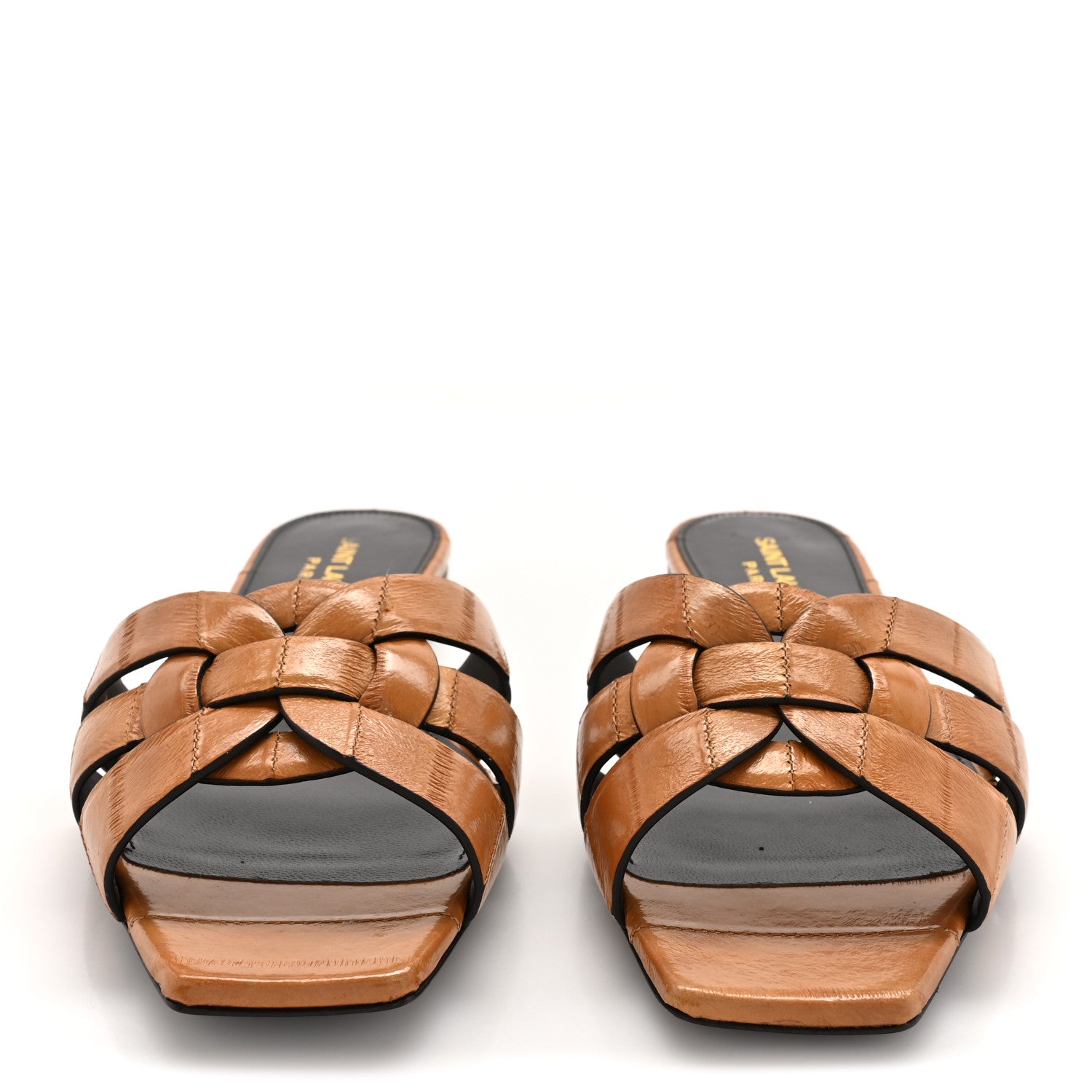 Saint Laurent Calfskin Crocodile Embossed Tribute 05 Slide Sandals  36 Brave Beige 2 of 11