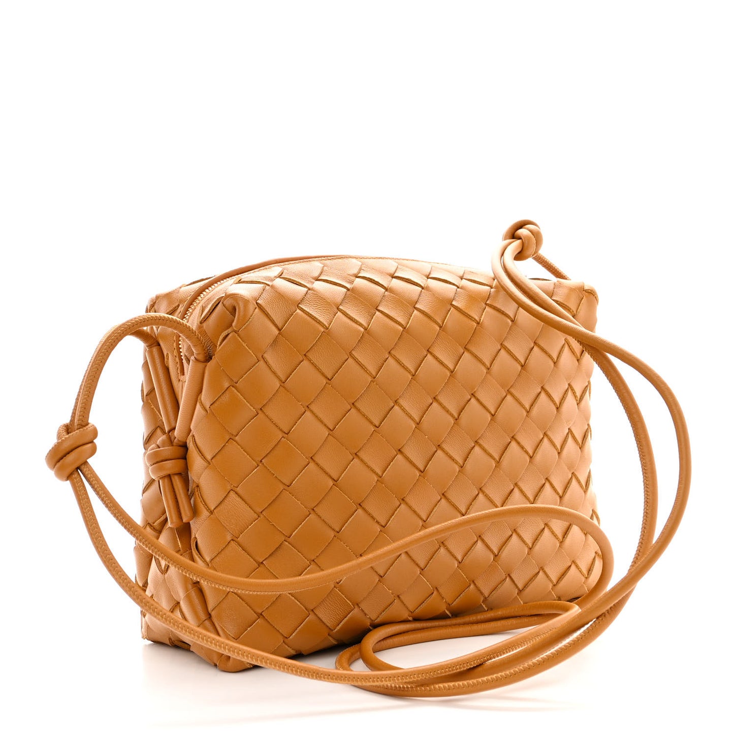 Nappa Intrecciato Small Loop Camera Bag Camel