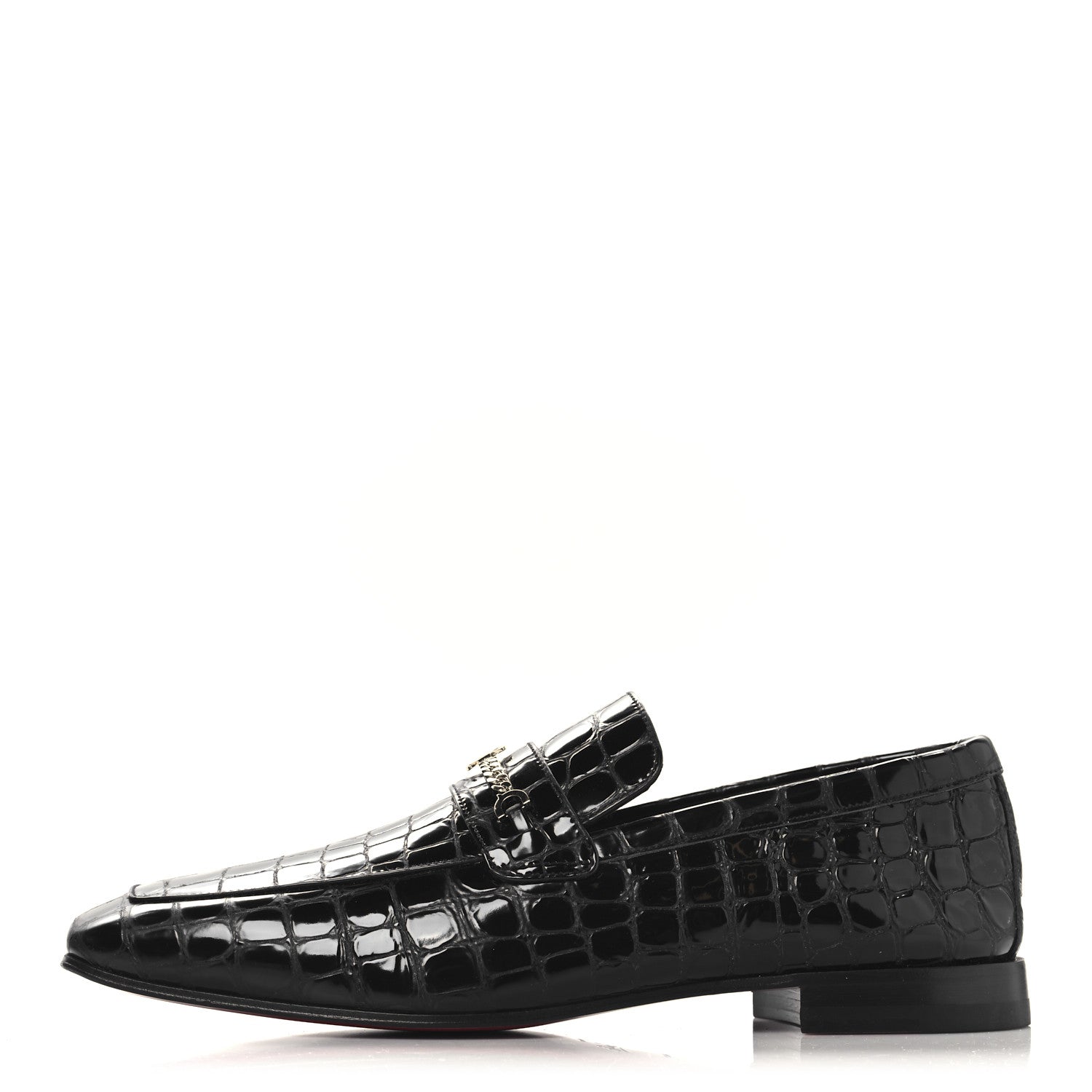 Christian Louboutin Soft Calfskin Alligator Embossed Mens MJ Moc Loafers 42 Black 1 of 9