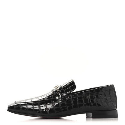 Christian Louboutin Soft Calfskin Alligator Embossed Mens MJ Moc Loafers 42 Black 1 of 9