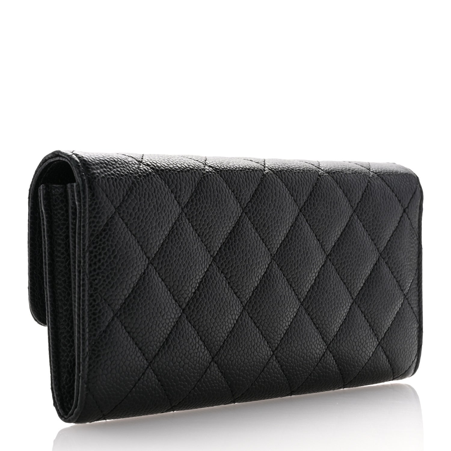 Chanel Caviar Quilted Large Gusset Flap Wallet Black 3 of 9