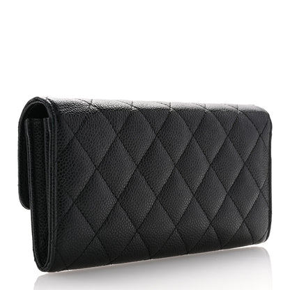 Chanel Caviar Quilted Large Gusset Flap Wallet Black 3 of 9