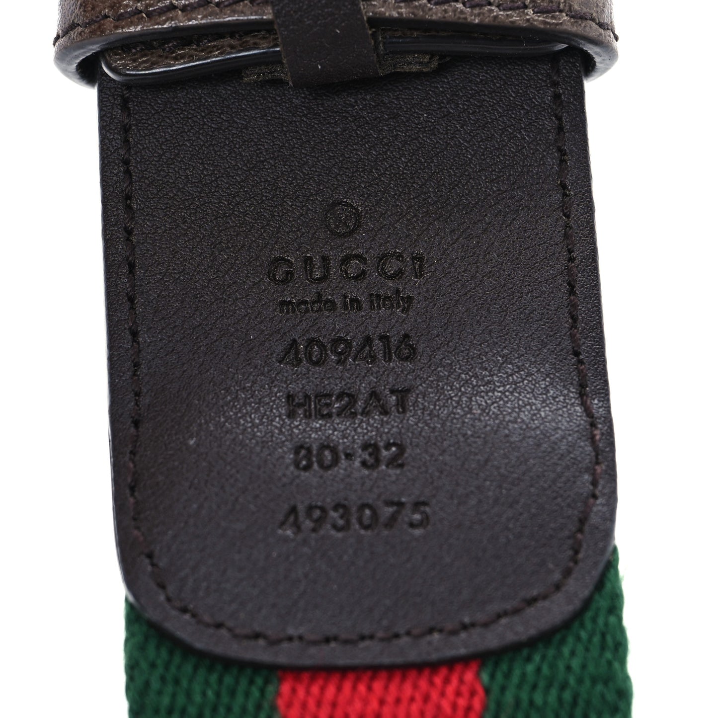 Nylon Textured Dollar Calfskin Double G Web 40mm Belt 80 32 Green Red Dark Cocoa
