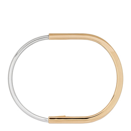 Tiffany 18K Yellow White Gold Tiffany Narrow Lock Bangle Bracelet 3 of 6