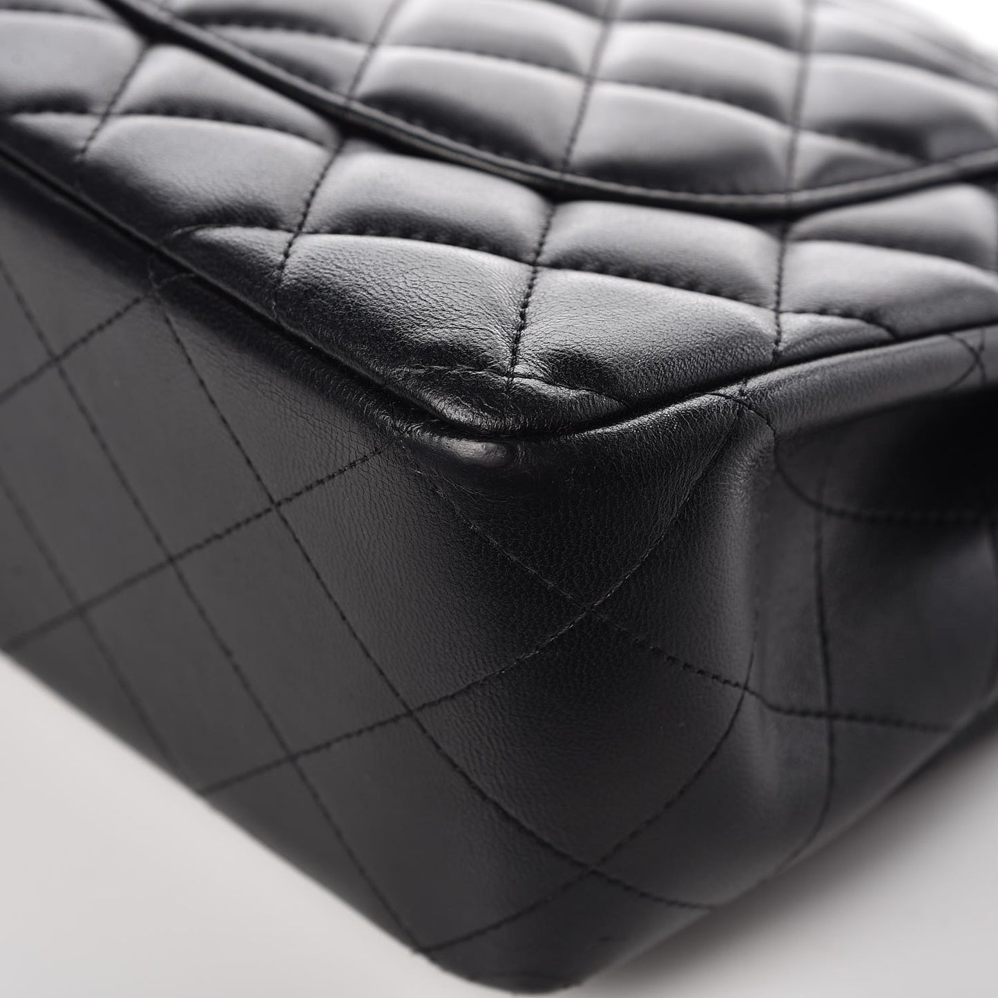 Lambskin Quilted Jumbo Double Flap Black